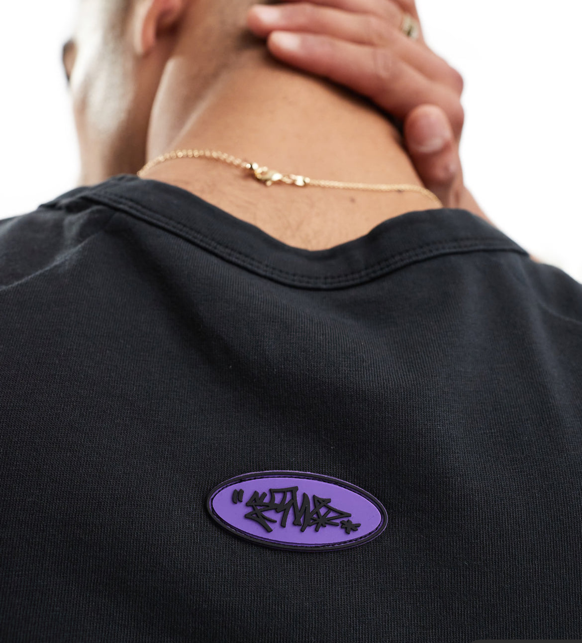 Pull&Bear boxy fit front graphic t-shirt in black