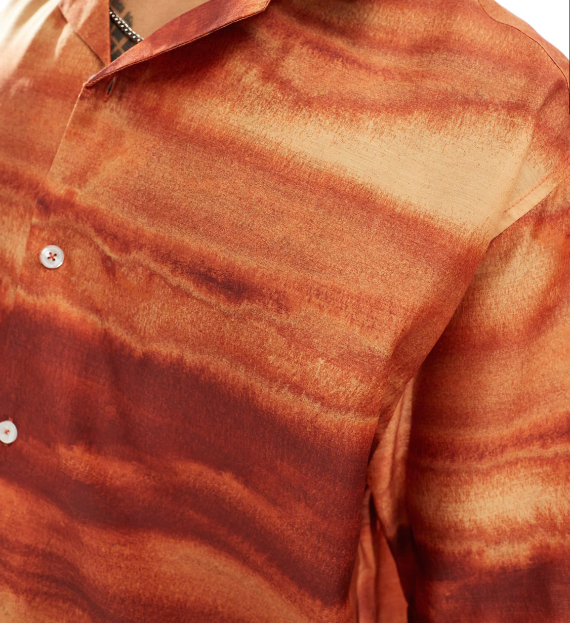 ASOS DESIGN oversized revere shirt in orange ombre print