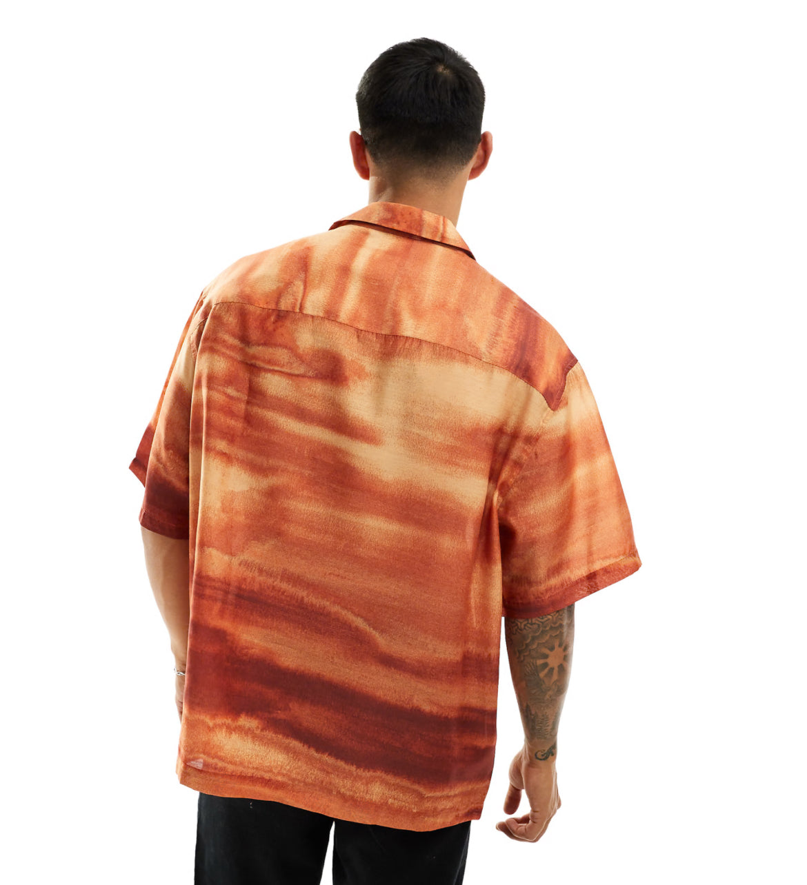 ASOS DESIGN oversized revere shirt in orange ombre print
