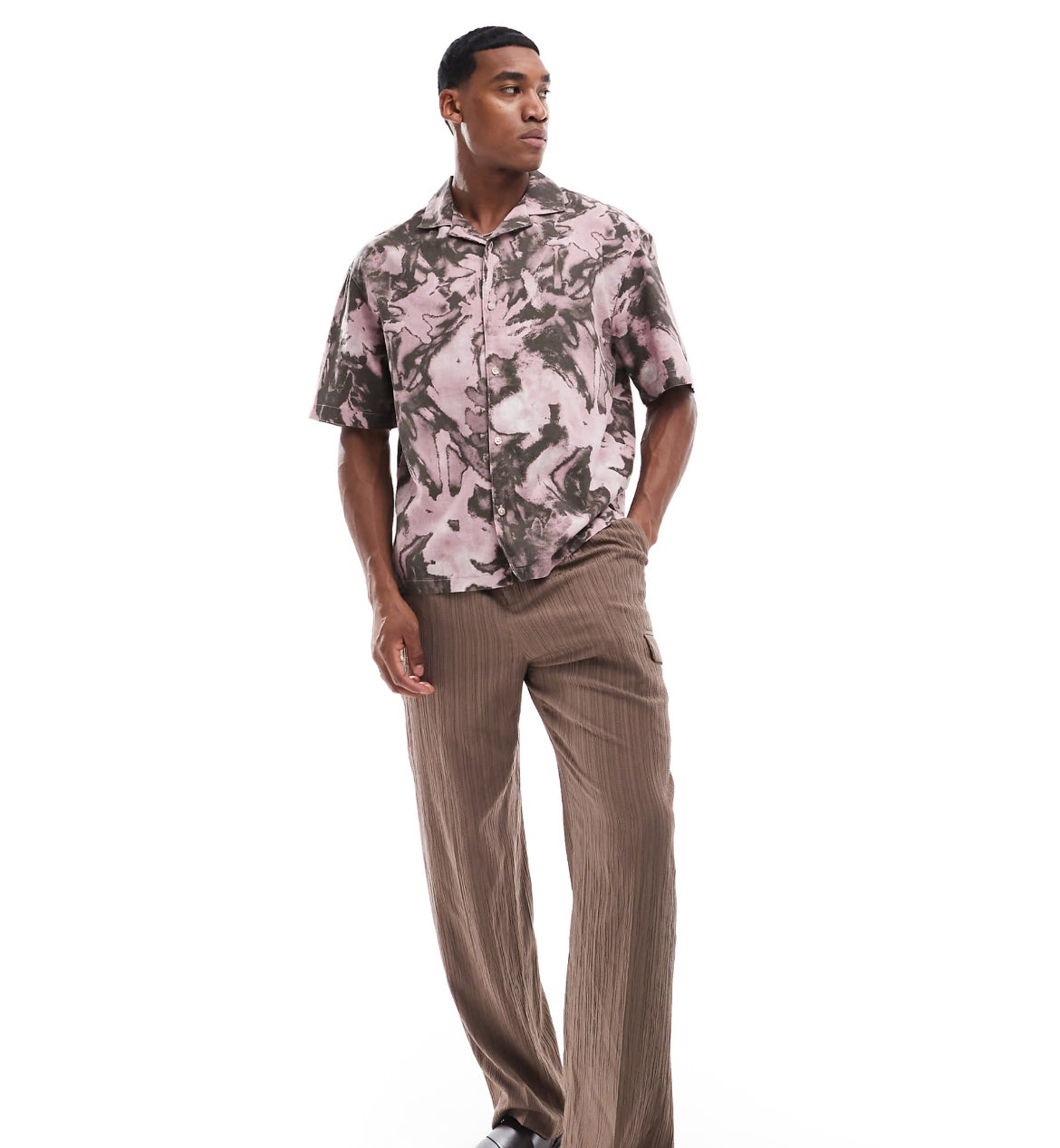 Pull&bear floral print shirt in dusky pink