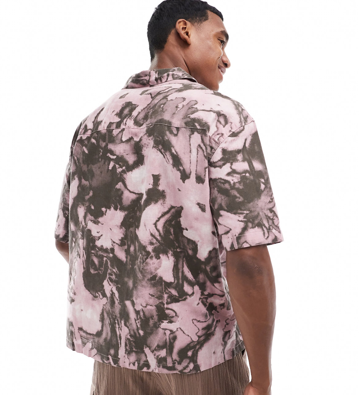 Pull&bear floral print shirt in dusky pink