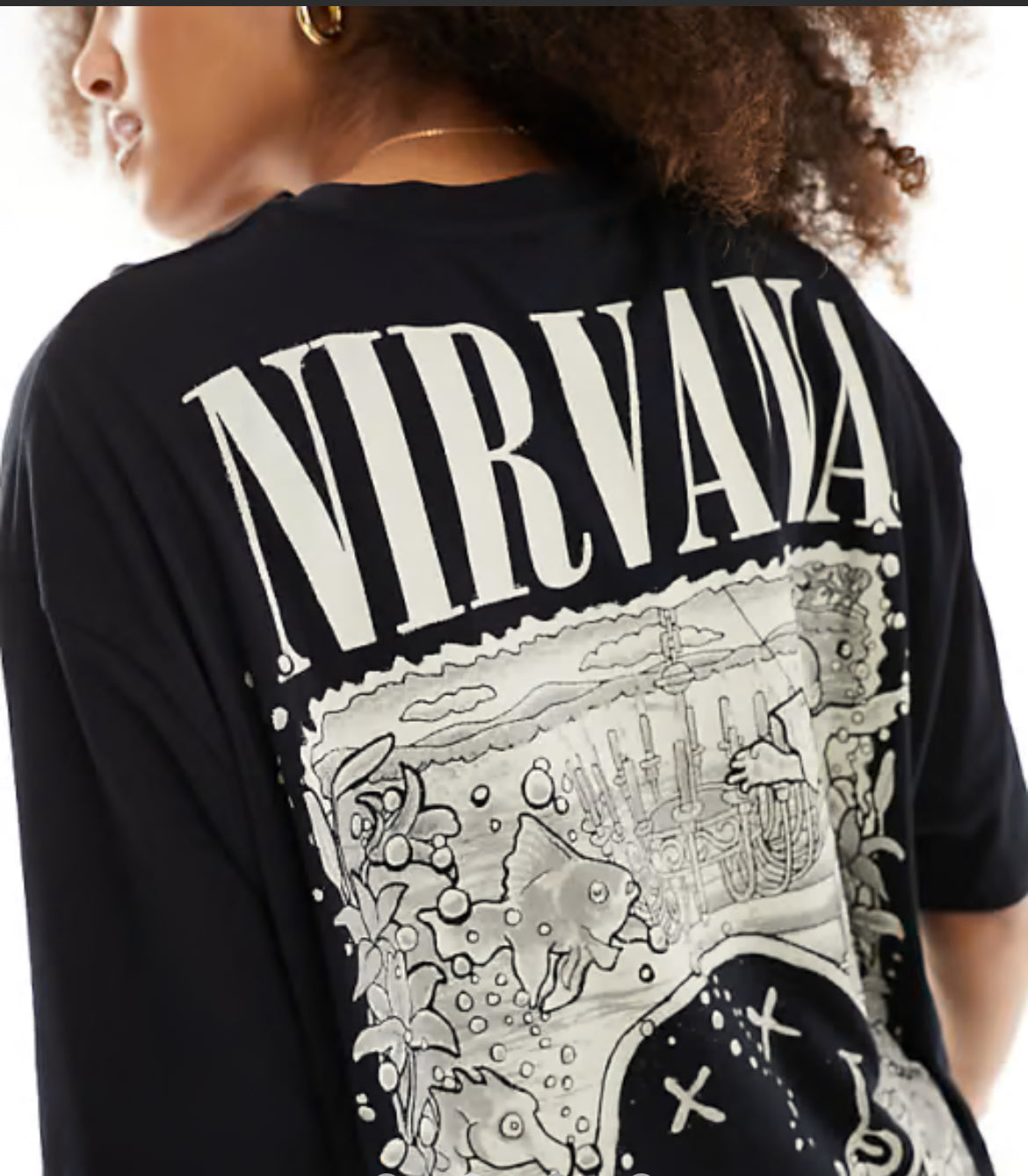 ASOS DESIGN unisex oversized graphic tee with Nirvana prints in black