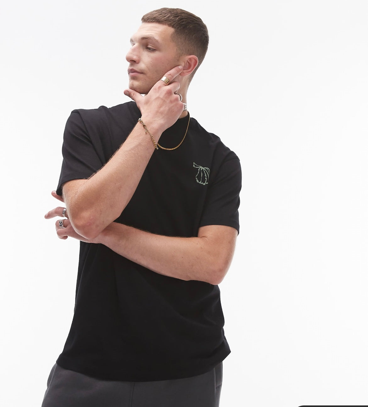 Topman oversized fit t-shirt with front and back painted floral print in black