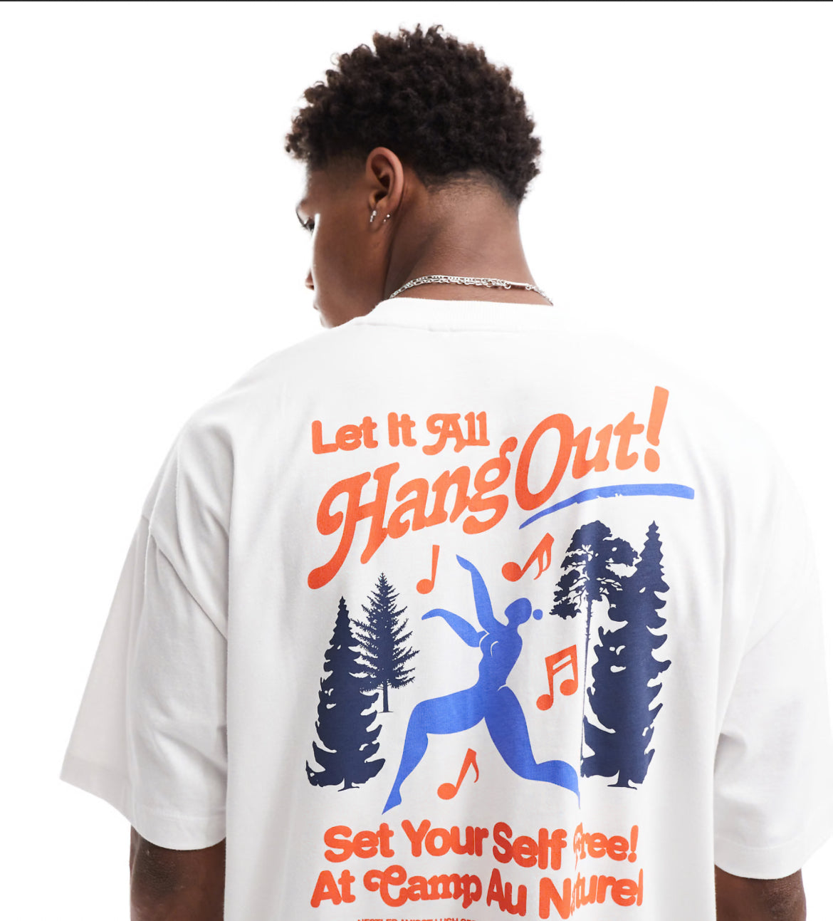 ASOS DESIGN oversized t-shirt with back print in off white