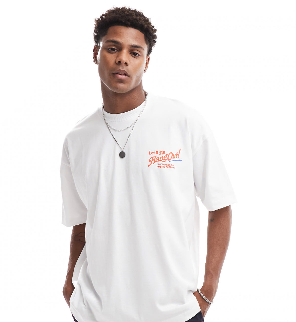 ASOS DESIGN oversized t-shirt with back print in off white