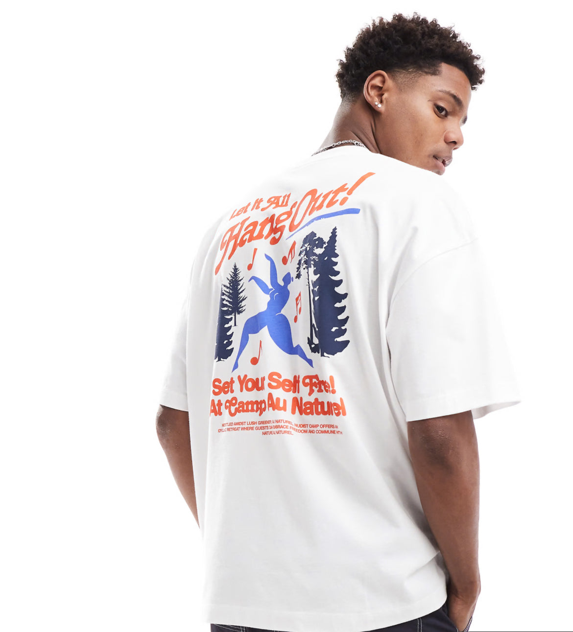 ASOS DESIGN oversized t-shirt with back print in off white
