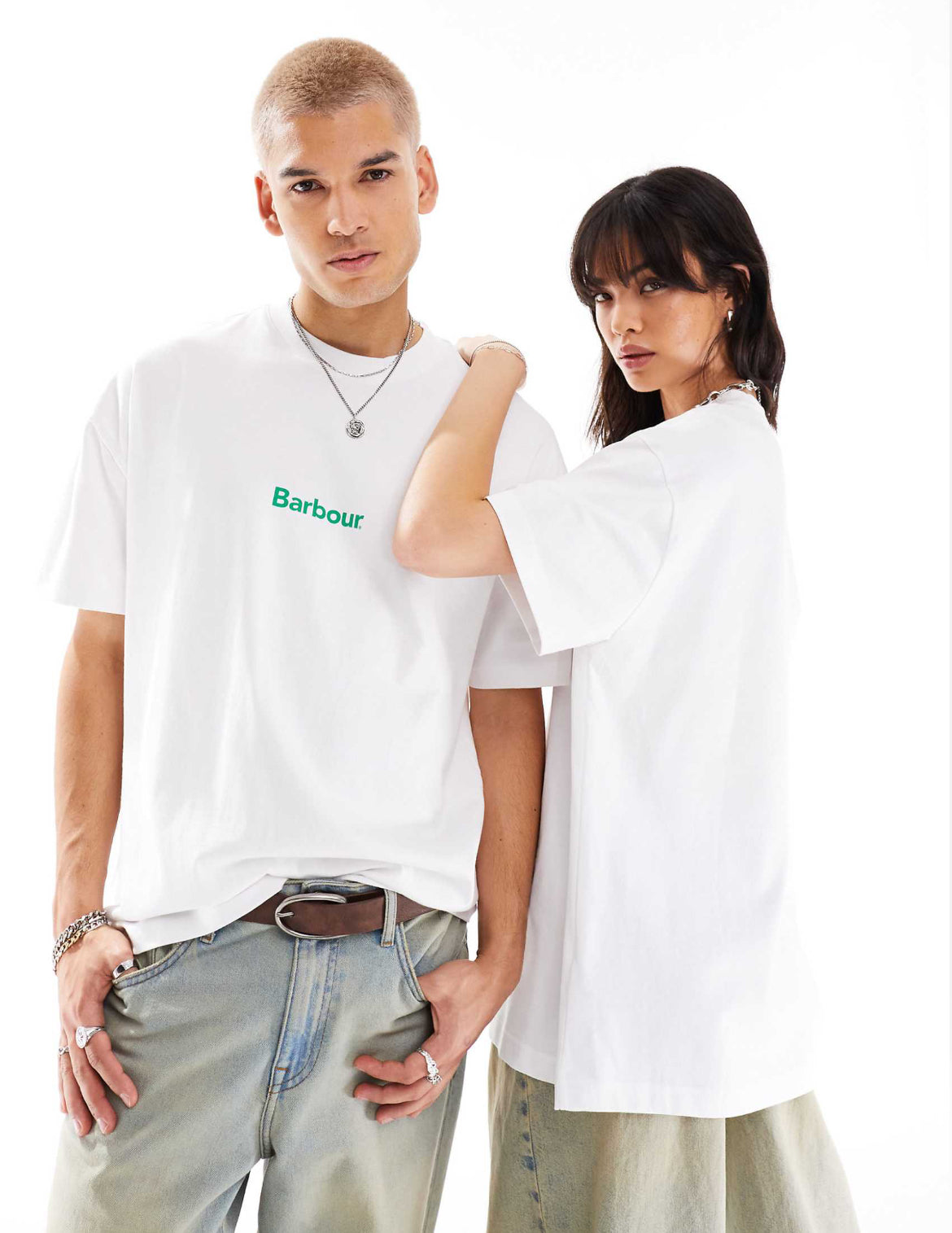 Barbour x ASOS unisex Marquee logo t-shirt in white