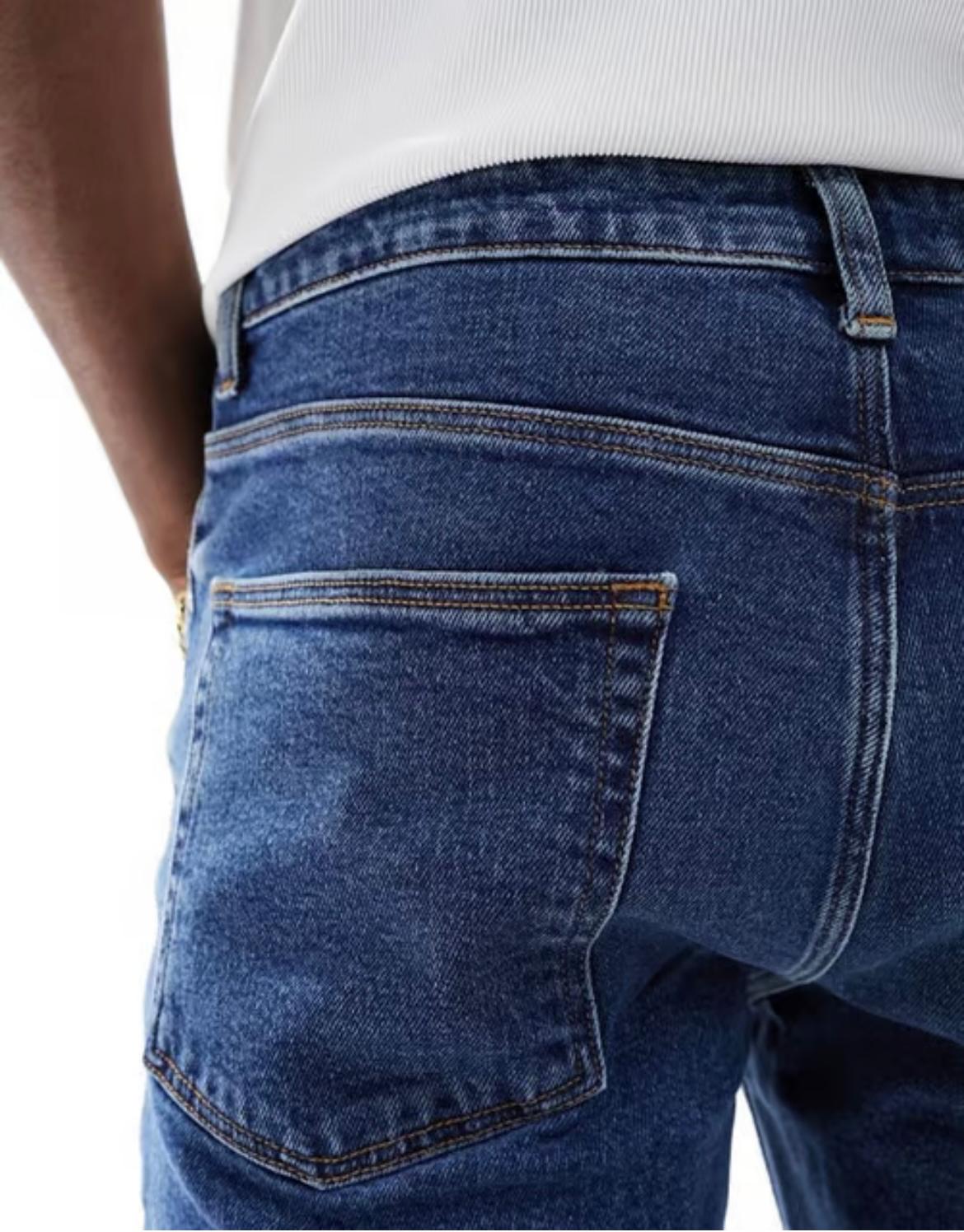 ASOS DESIGN stretch slim jeans in dark wash blue