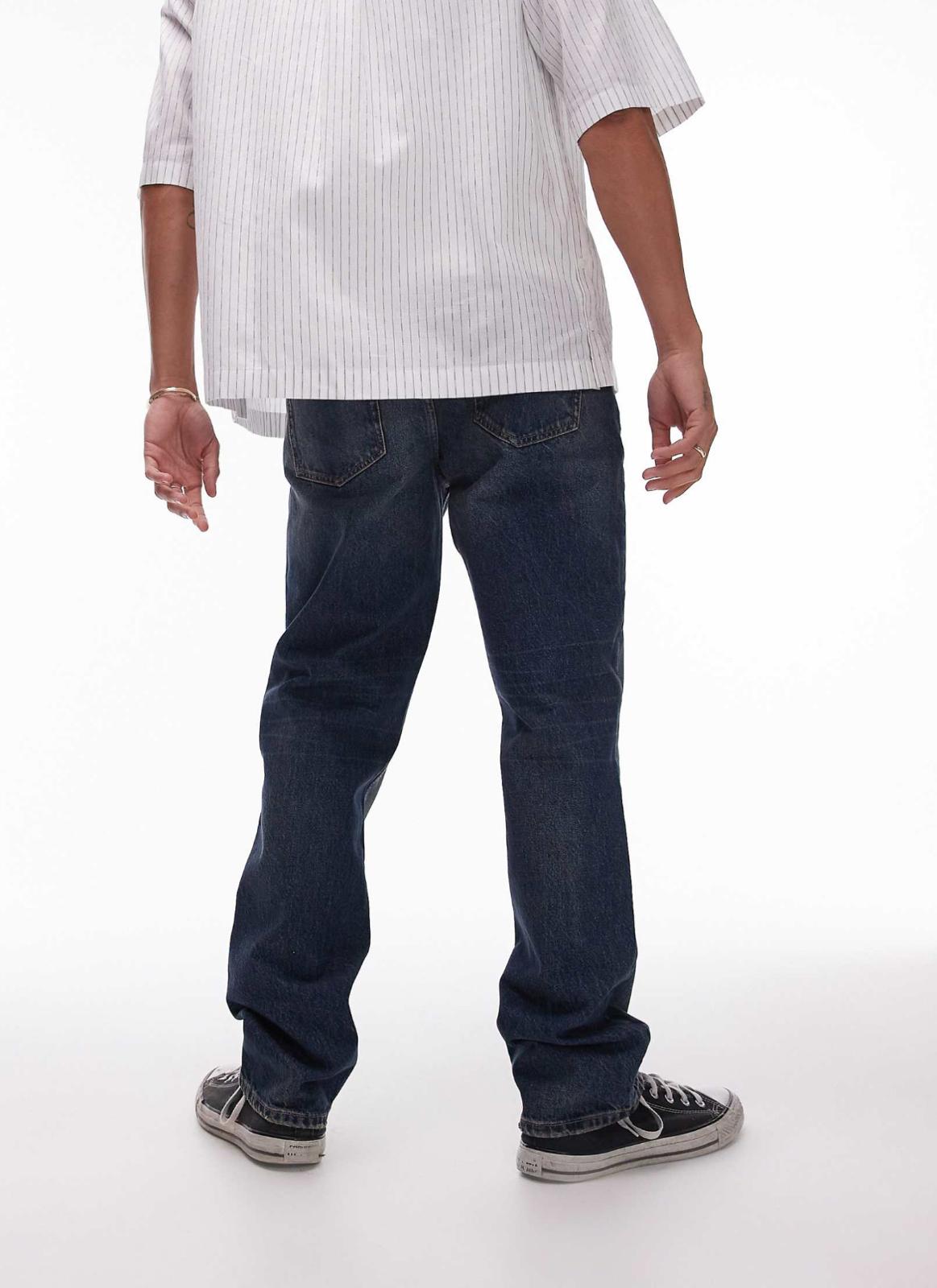 Topman taper jeans in vintage dark wash blue