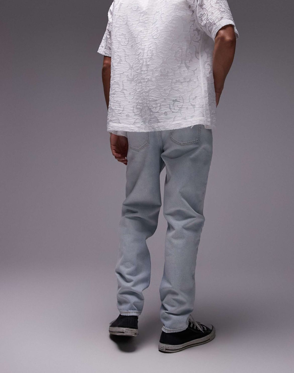 Topman taper jeans in bleach wash