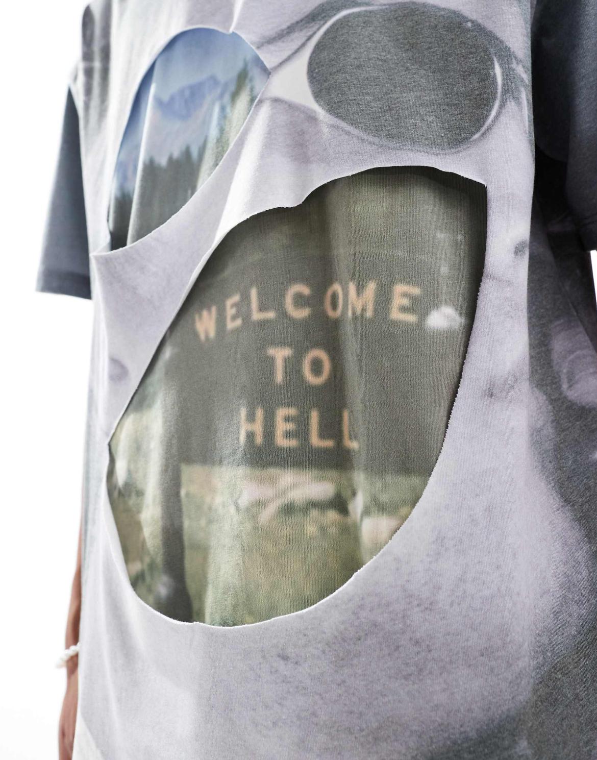 Basic Pleasure Mode blade all over graphic tshirt in grey