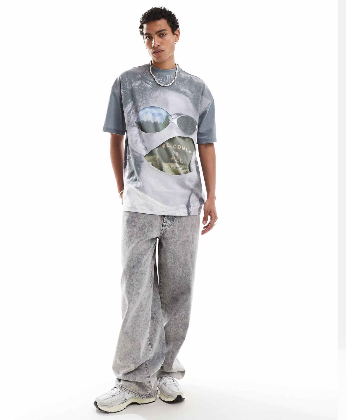 Basic Pleasure Mode blade all over graphic tshirt in grey