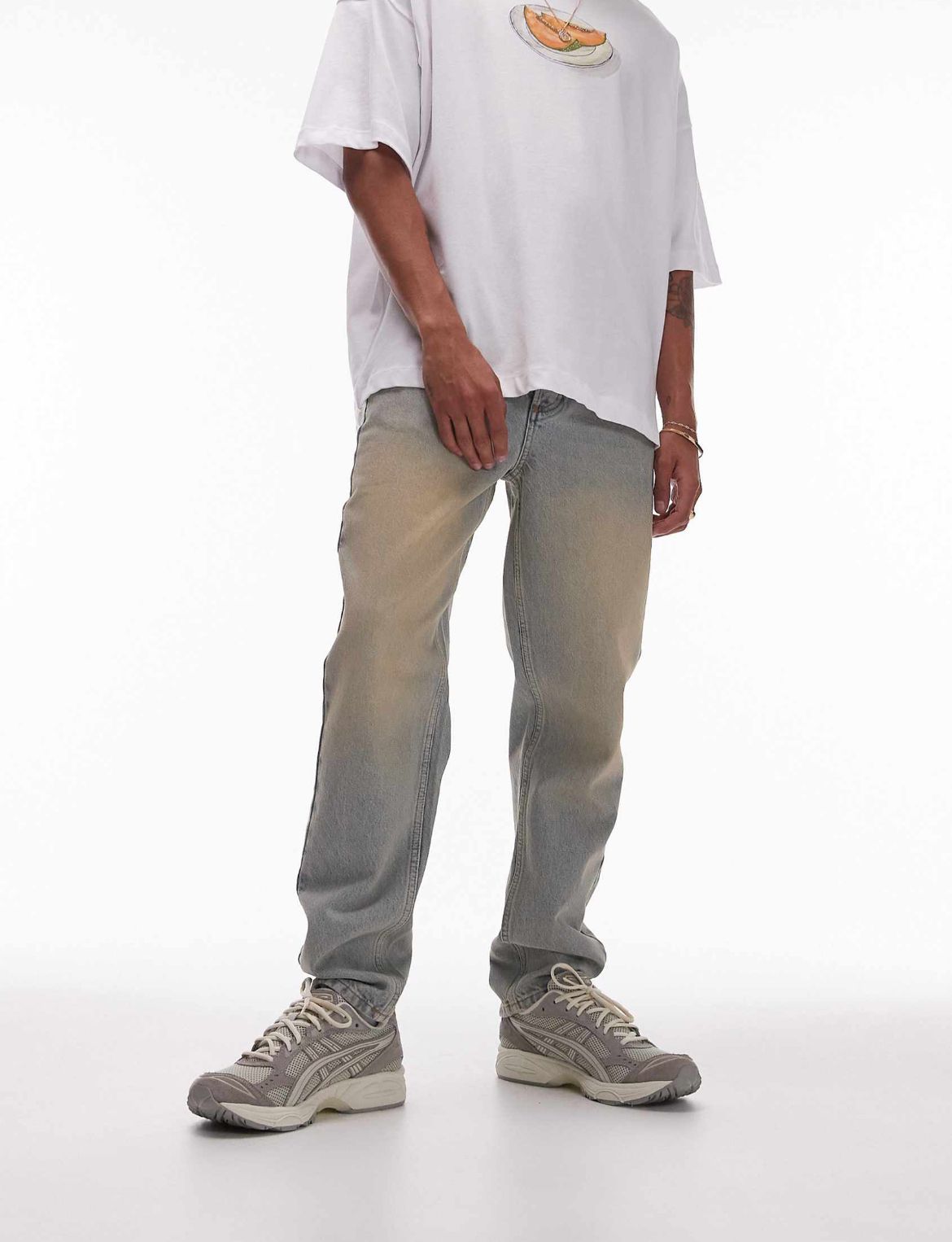Topman taper jeans in tinted wash
