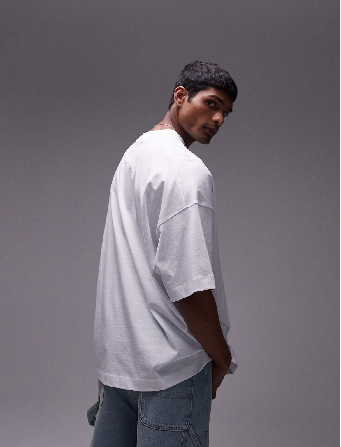 Topman extreme oversized fit t-shirt with tattoo mermaid embroidery in white