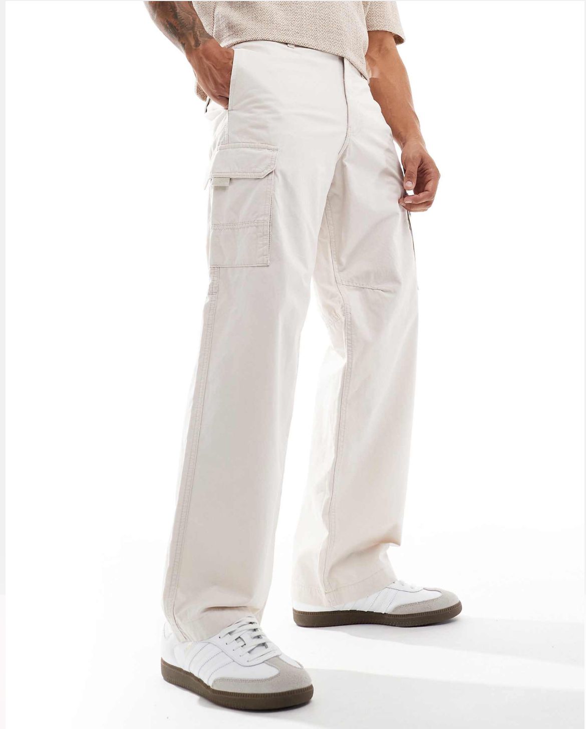 ADPT loose fit cargo trouser in beige