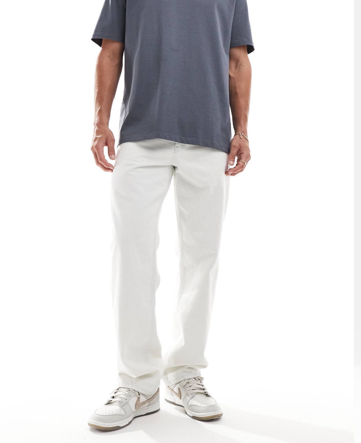 River Island loose fit jeans in bleach wash blue