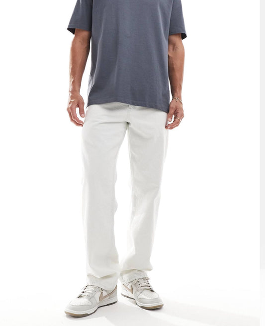 River Island loose fit jeans in bleach wash blue
