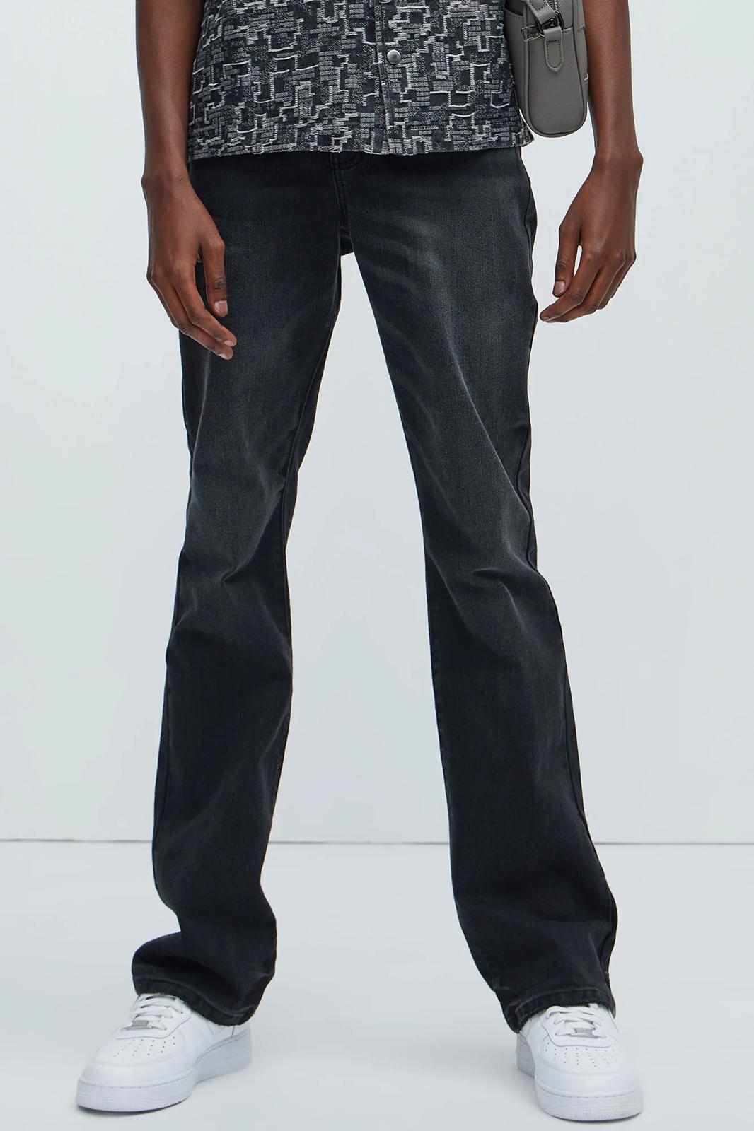 Fashion nova Gabriel Stacked Slim Flare Jeans - Black Wash