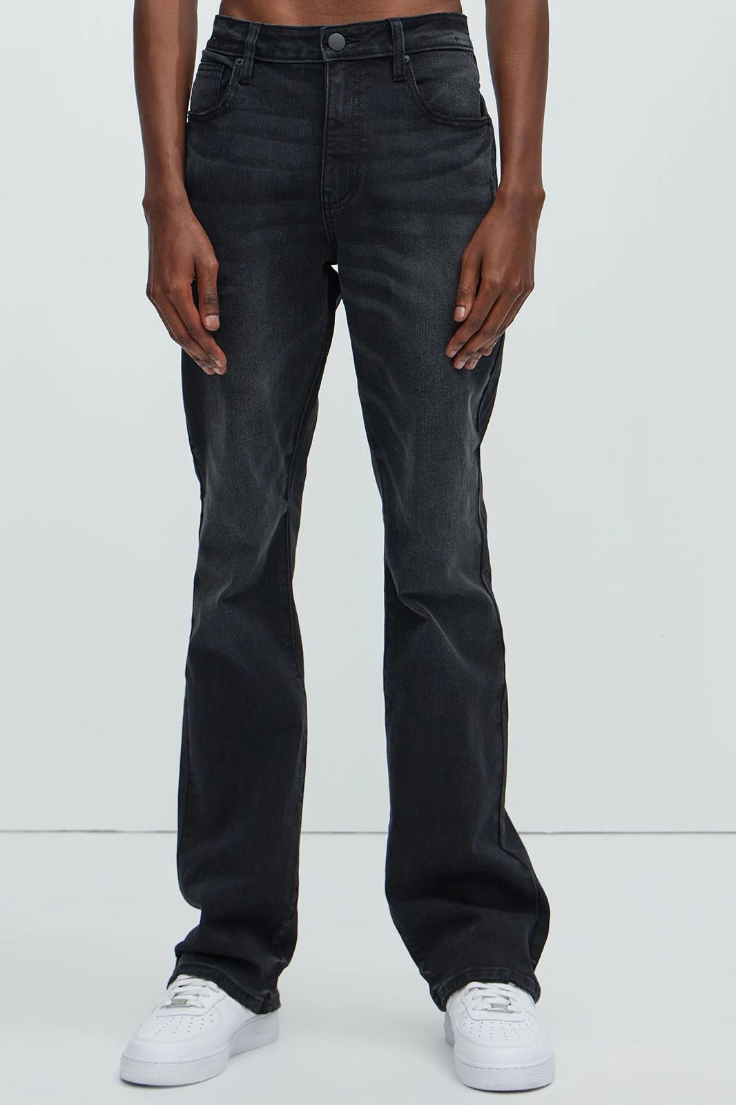 Fashion nova Gabriel Stacked Slim Flare Jeans - Black Wash