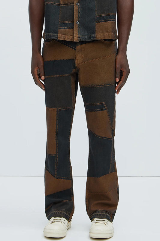 Fashion nova Verdugo Stacked Slim Flare Jeans - Brown/combo