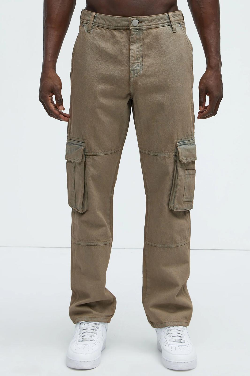 Fashion nova Mark Straight Cargo Jeans- GreyMineralWash