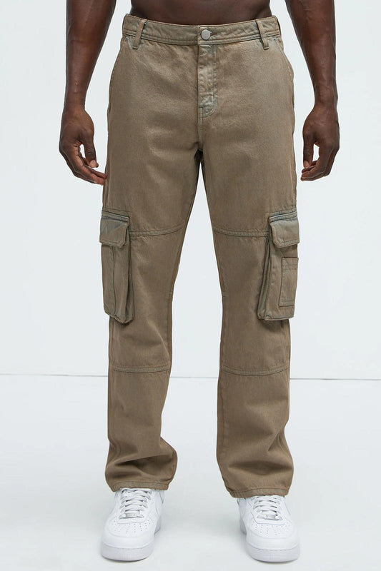 Fashion nova Mark Straight Cargo Jeans- GreyMineralWash