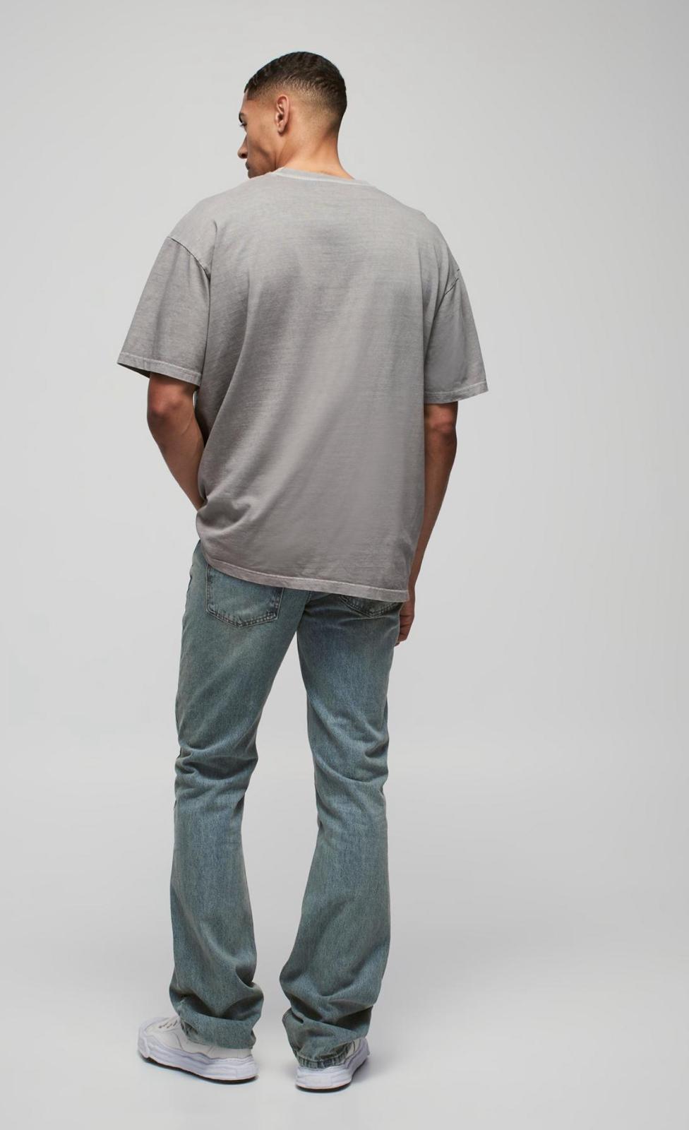Boohooman Slim Flared Stacked Washed Jeans
