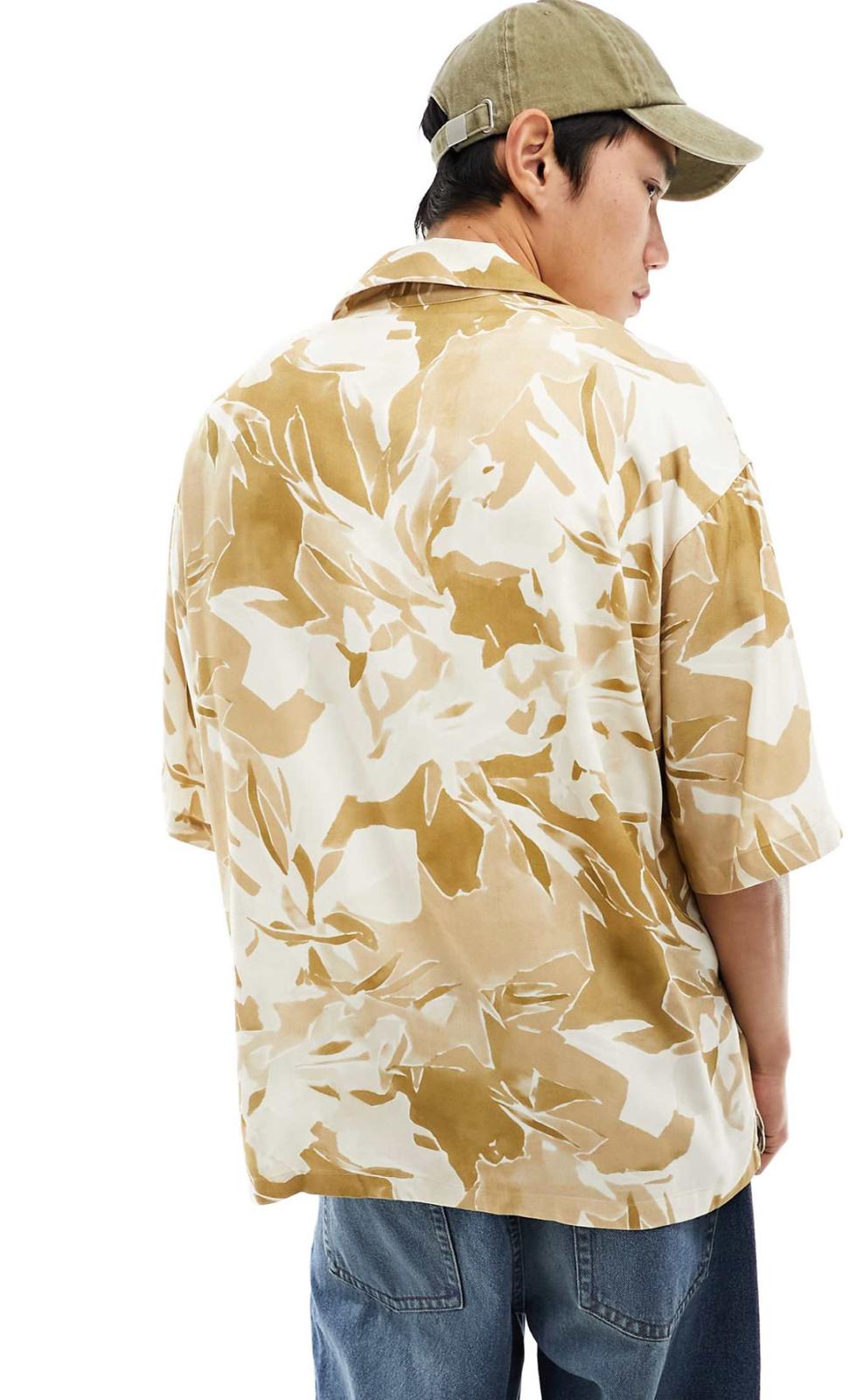 Viggo vitrail printed short sleeve shirt in beige multi