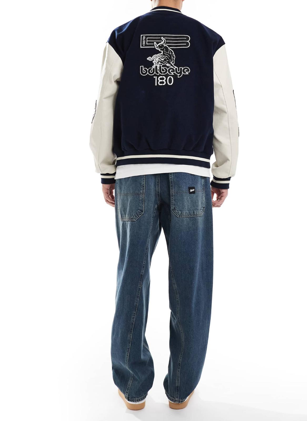 Pull&Bear balloon fit seam detail jeans in mid blue