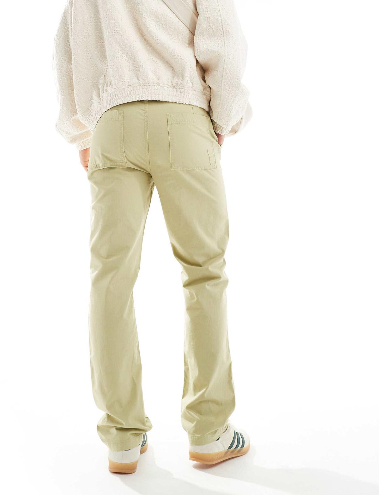 ASOS DESIGN straight fit ripstop trousers in beige