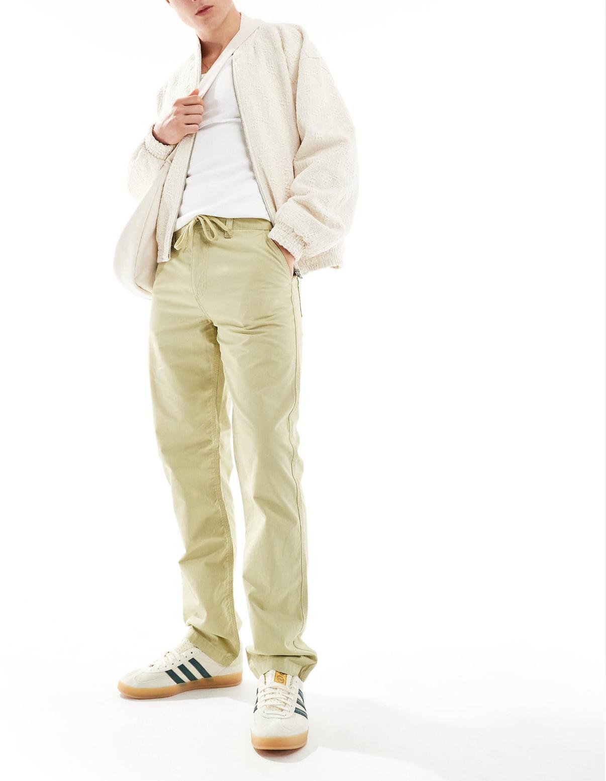 ASOS DESIGN straight fit ripstop trousers in beige
