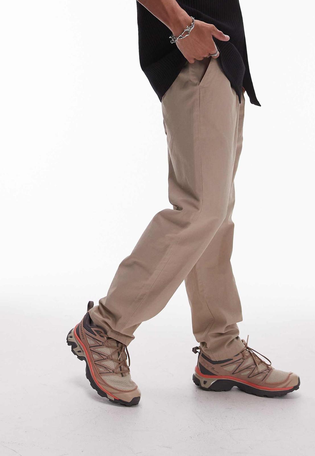 Topman tapered trousers in stone