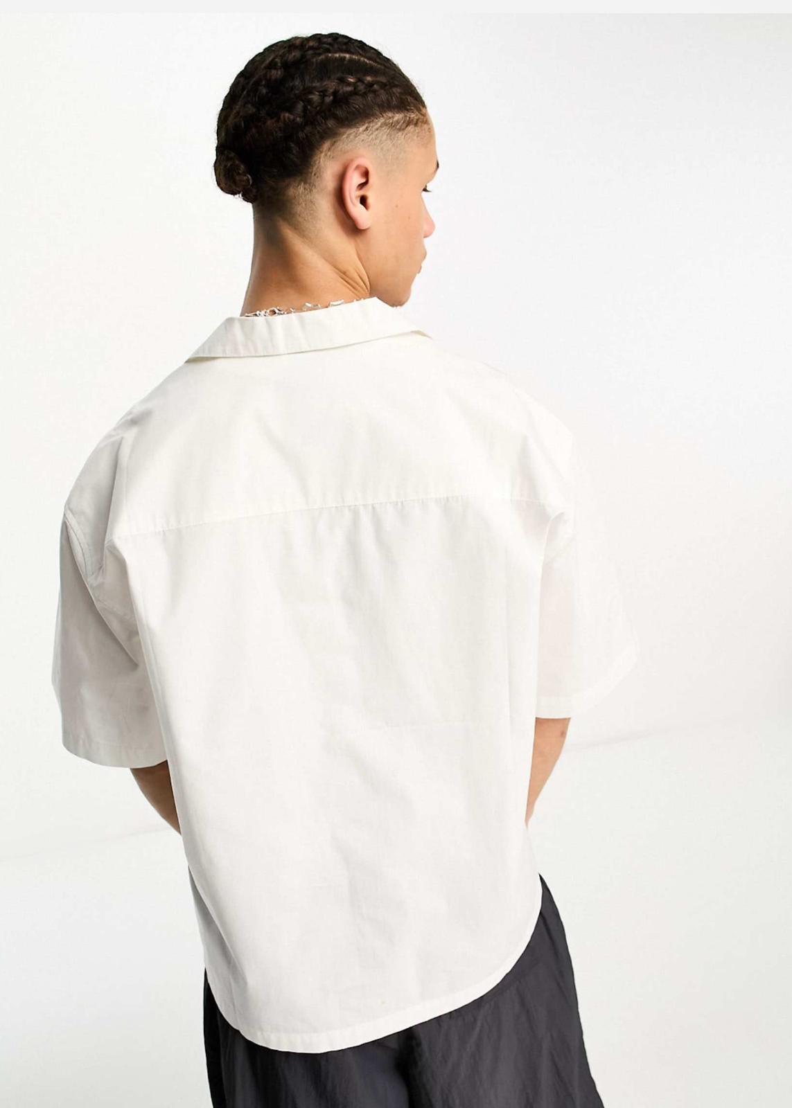 COLLUSION boxy revere short sleeve shirt in white