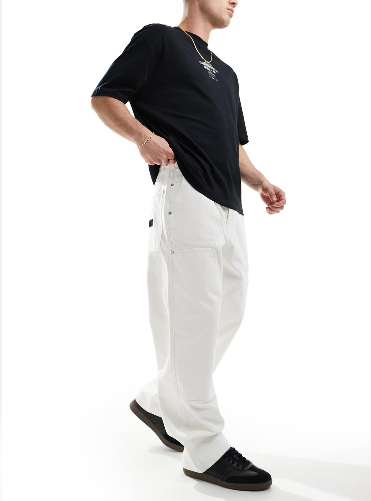 Pull&Bear double knee cargo trouser in ecru