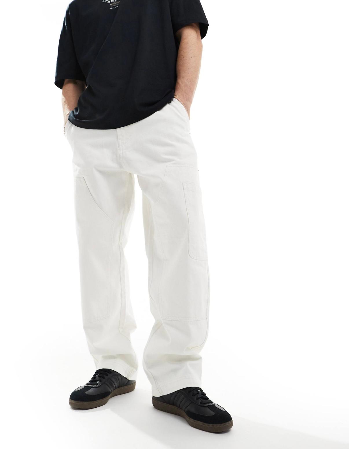 Pull&Bear double knee cargo trouser in ecru