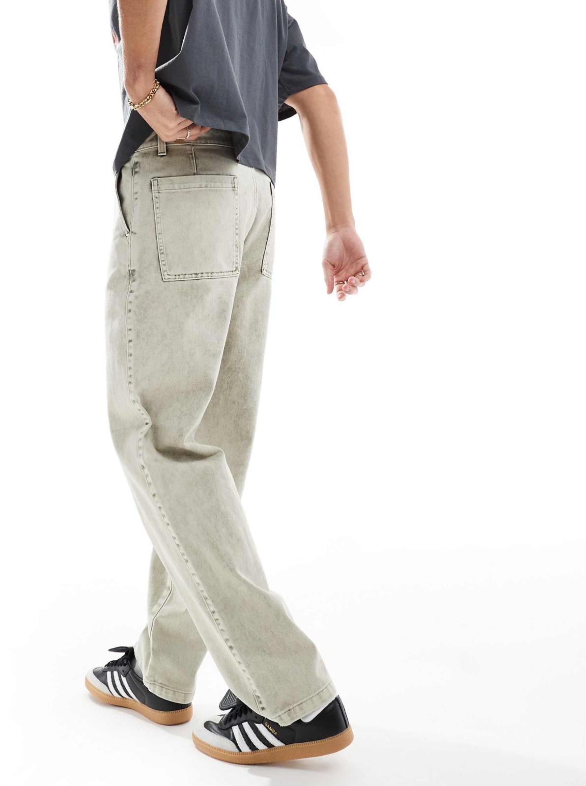 ASOS DESIGN straight leg trouser in light grey wash