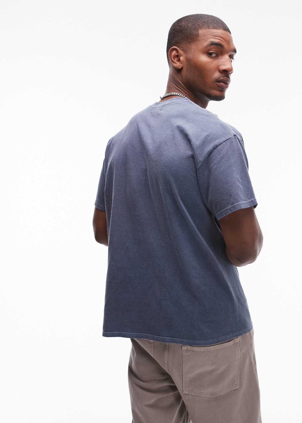 Topman oversized fit t-shirt with Balearic print in washed blue