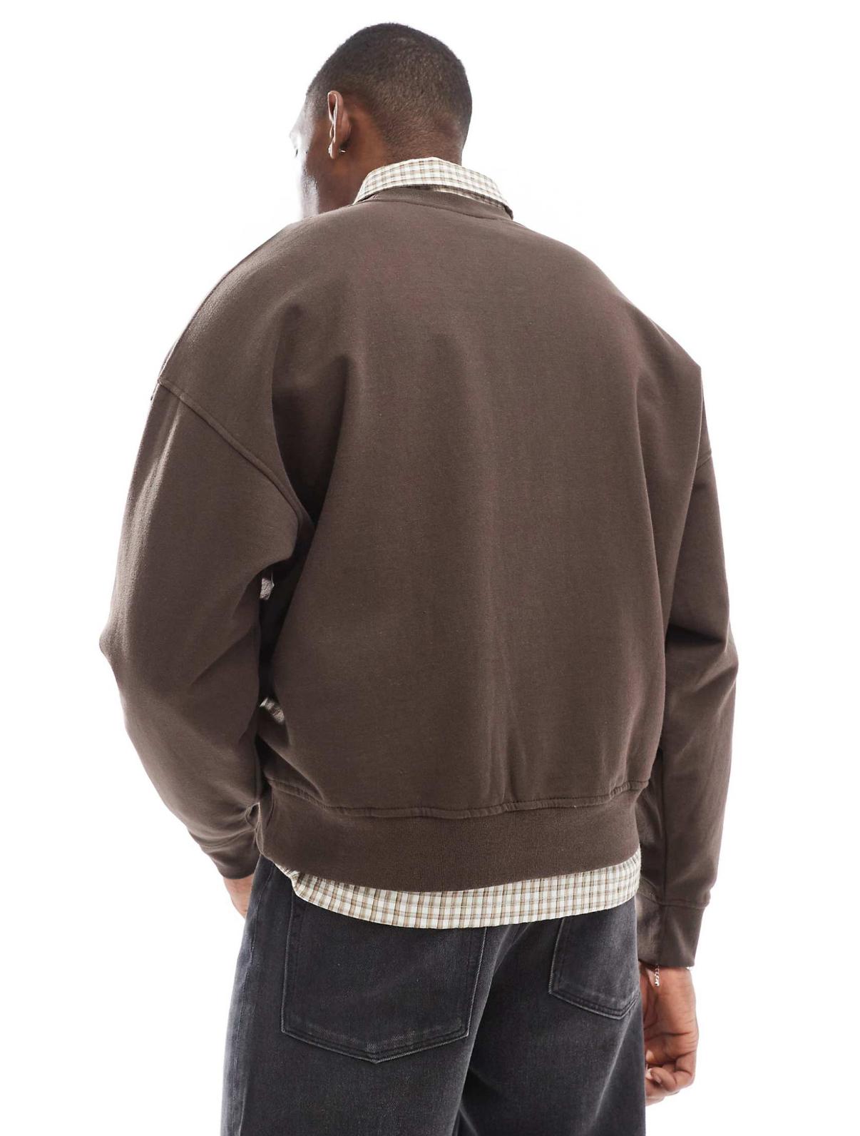 Pull&Bear not a decision printed sweatshirt in washed brown
