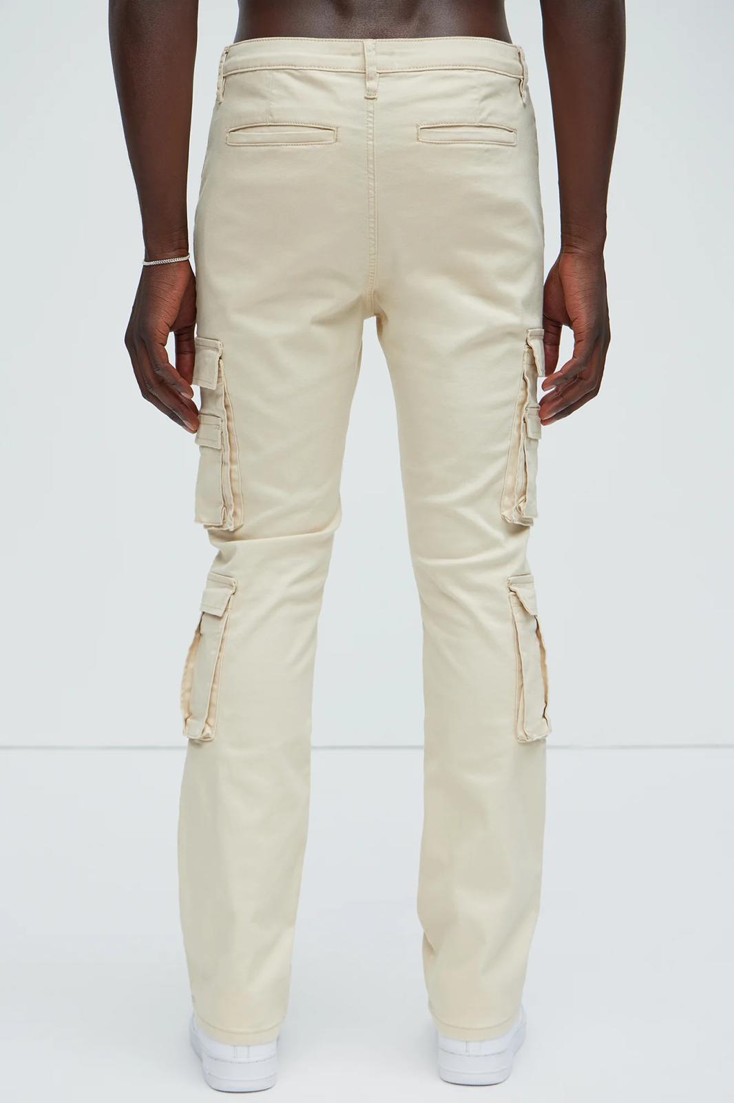 Fashion nova Landon Stacked Skinny Flare Cargo Pants - Cream