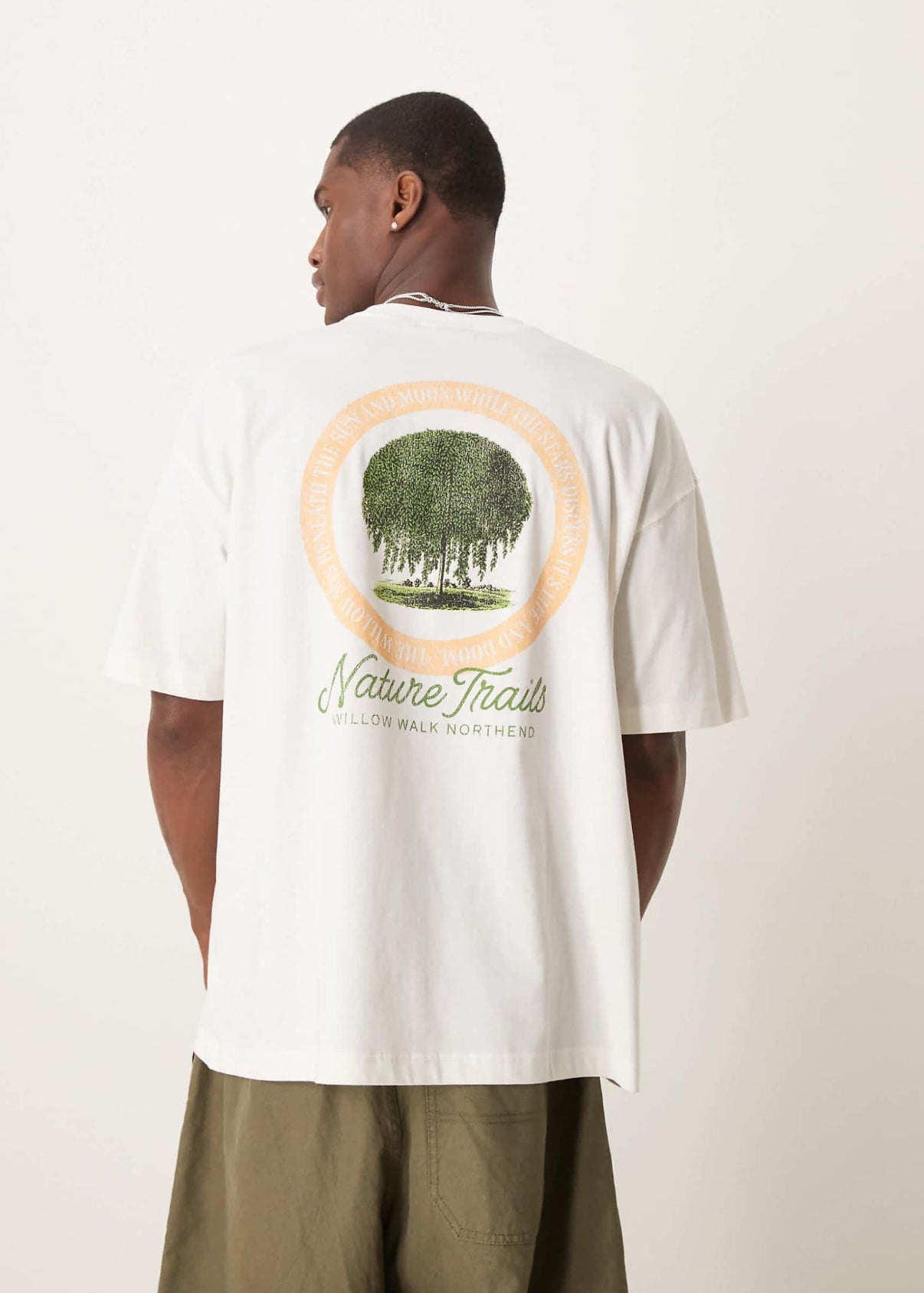 ASOS design oversized t shirt with scenic graphic in cream
