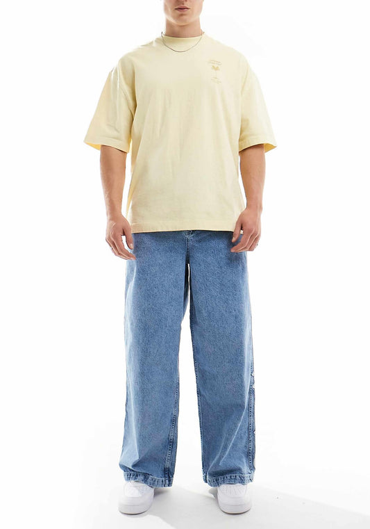 ASOS DESIGN super baggy jeans with ADS logo in mid wash blue