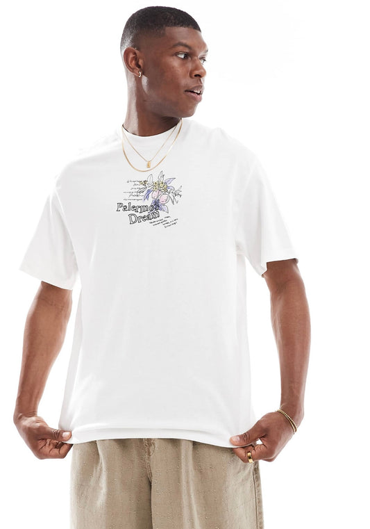 Bershka city printed t-shirt in white
