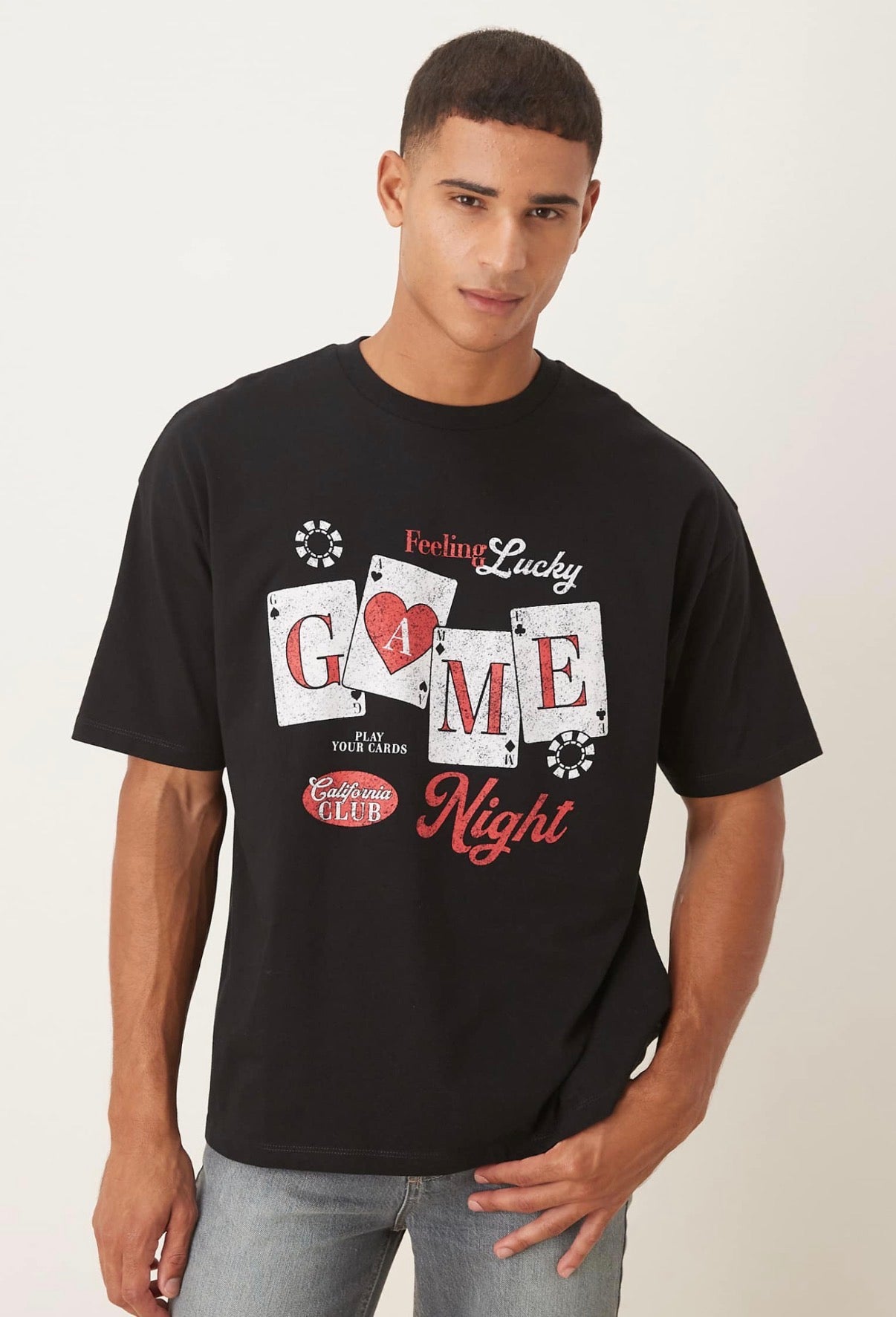 ASOS DESIGN oversized t-shirt with cartoon print in black