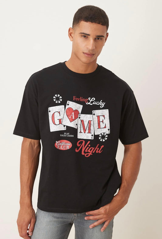 ASOS DESIGN oversized t-shirt with cartoon print in black