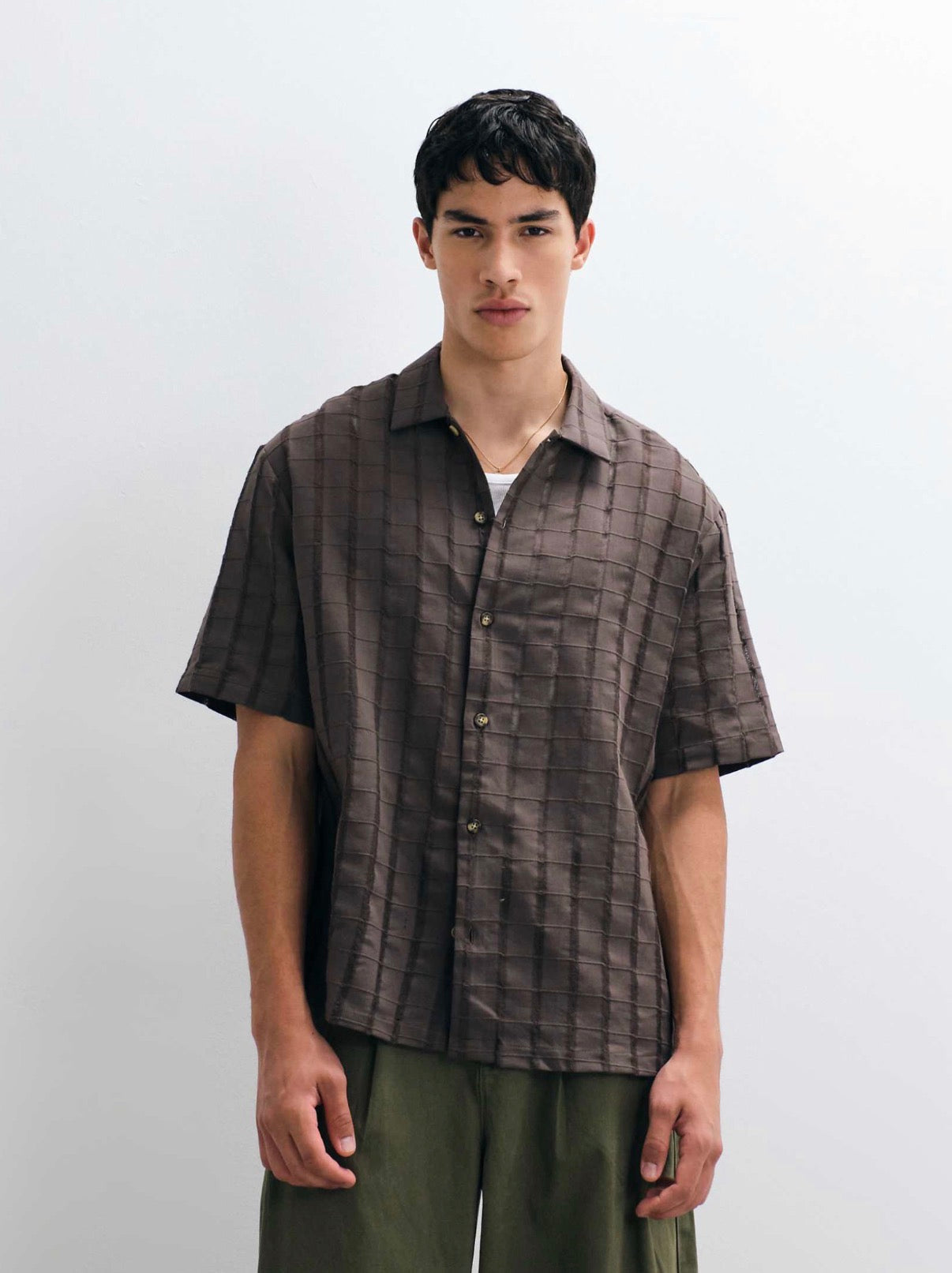 ASOS DESIGN oversized textured shirt in brown