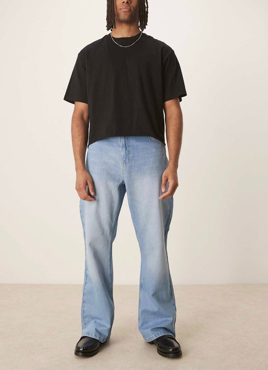 Reclaimed Vintage denim relaxed bootcut flare jean in light blue bleach wash