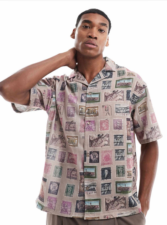 Viggo relaxed shirt in post card print