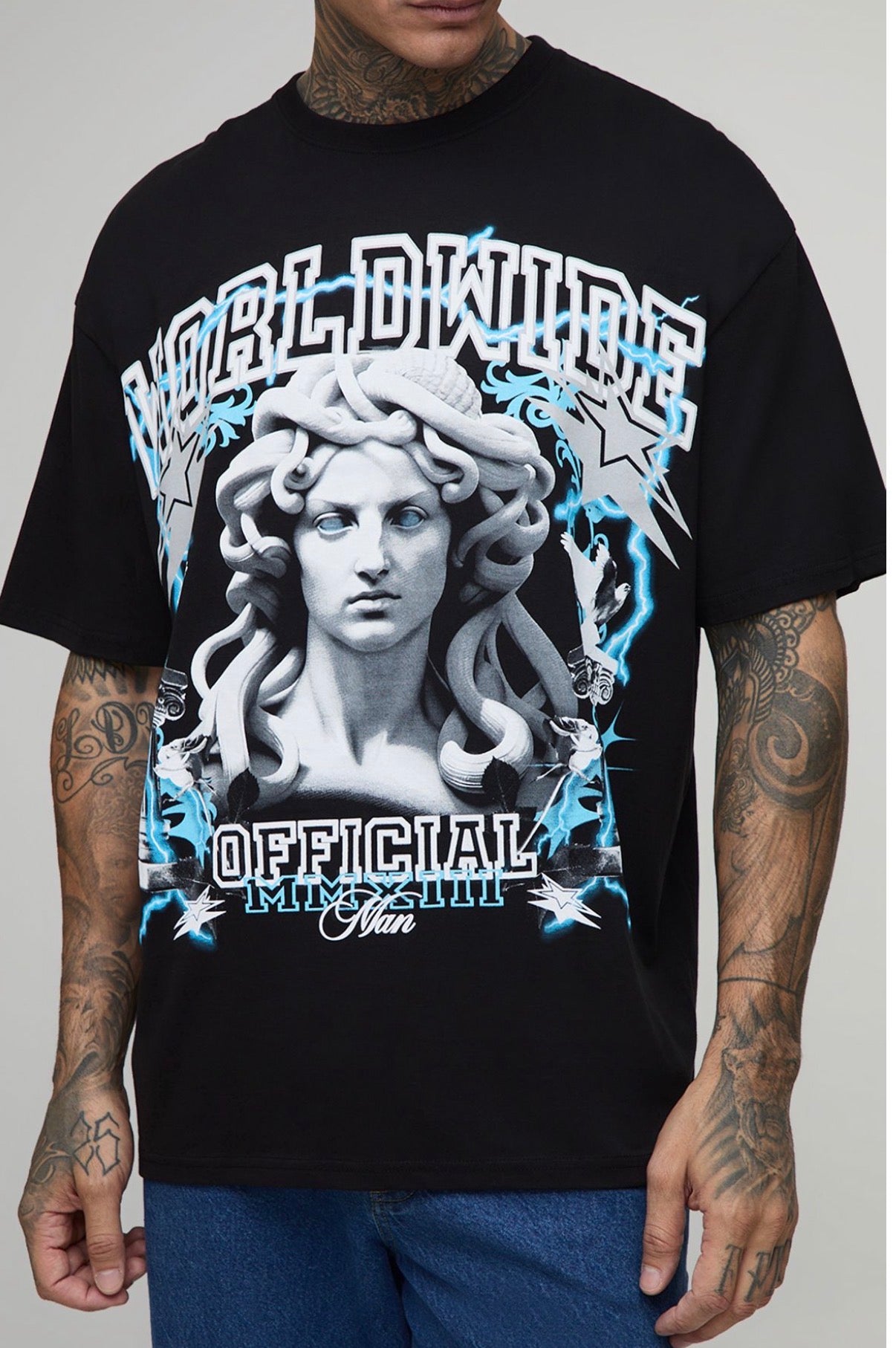 BoohooMAN Tall Oversized Renaissance Print Print T-Shirt