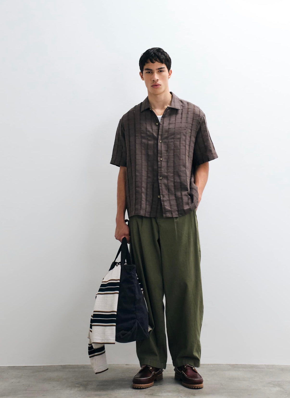 ASOS DESIGN oversized textured shirt in brown
