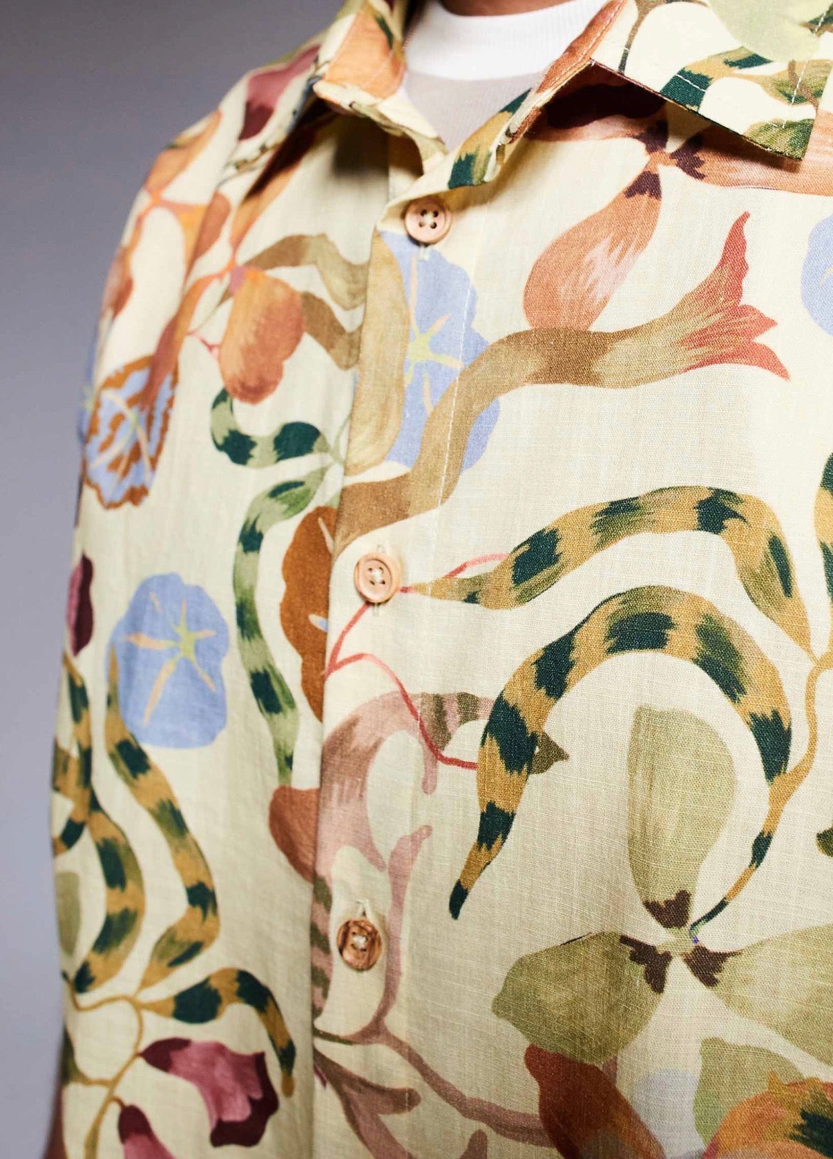 ASOS DESIGN boxy oversized printed shirt in neutral